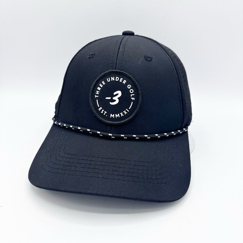 Three Under -3 Golf Snapback Hat Cap Patch Logo Bill Cord Lightweight Vent Panel